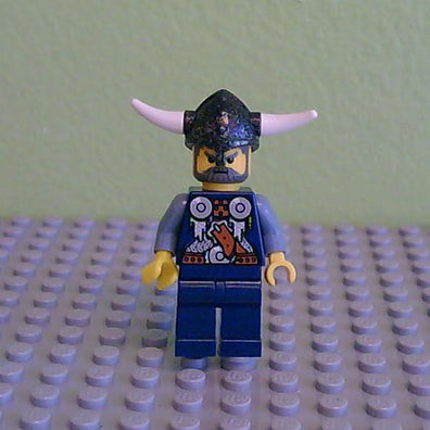 LEGO Minifigure-Viking Blue Chess Bishop - Horns Glued to Helmet-Vikings-VIK033-Creative Brick Builders